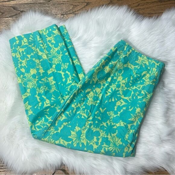 Soft Surroundings Green and Yellow Capris Vibrant Botanical Design - Picture 1 of 10